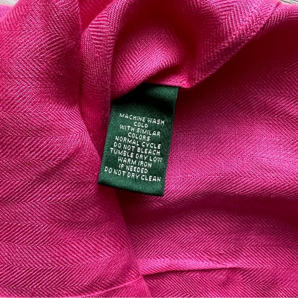 Ralph Lauren Petite Small Embroidered Crest Linen Women’s Shirt Fuchsia Pink - Picture 6 of 16